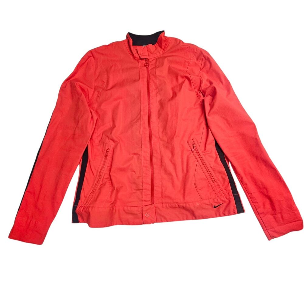 Vtg Y2K Nike Canvas Jacket Red Black Women's XL Athletic Athleisure Sporty